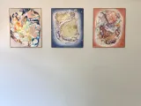 OUTSIDE THE STUDIO, exhibition at C.A.P. in Kobe, Japan 2022 (together with David Atwood), Shioya Findings, 2021, three water color paintings, each 59x49cm