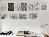 Studio view: selection of &ldquo;Unstableness" (pencil on A 4 paper)